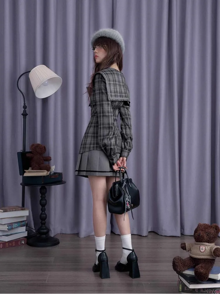 Plaid sailor collar dress jacket【s0000010697】