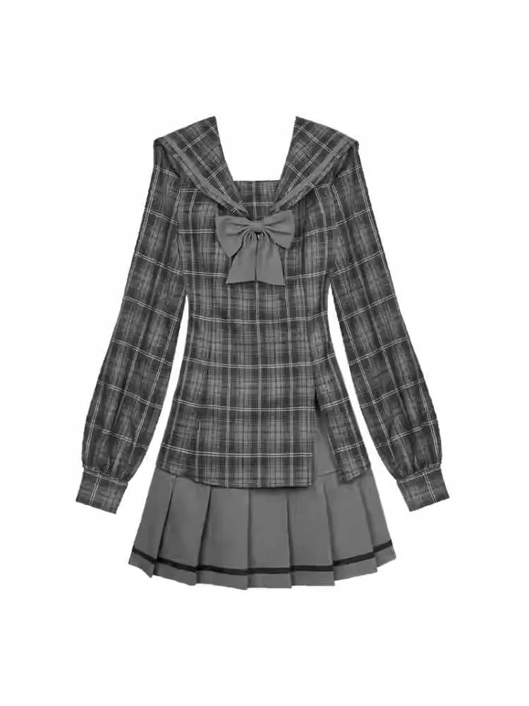 Plaid sailor collar dress jacket【s0000010697】