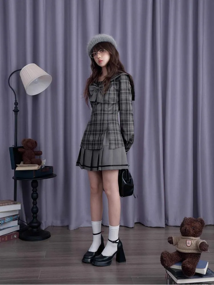 Plaid sailor collar dress jacket【s0000010697】