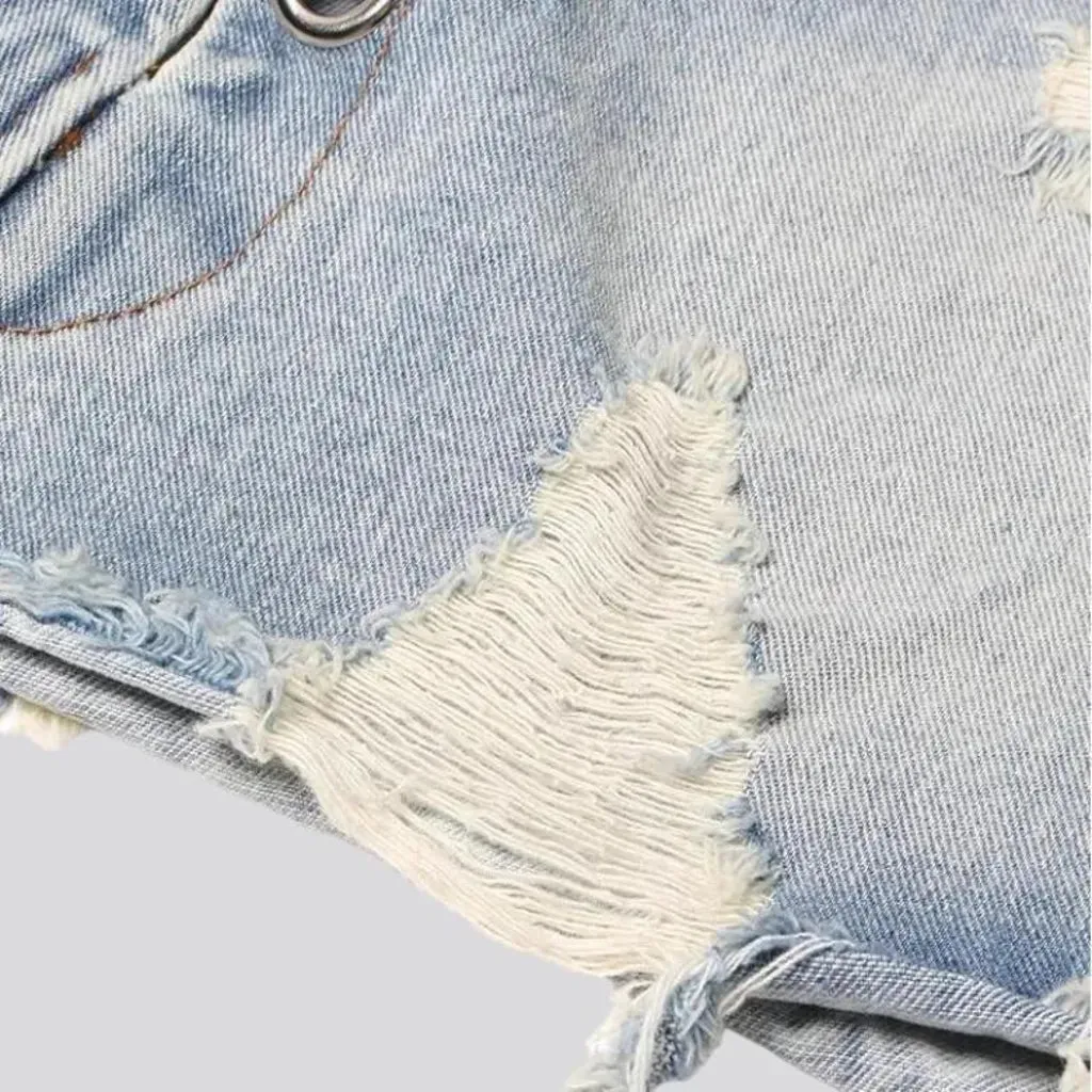 Raw-hem embellished denim shorts for women