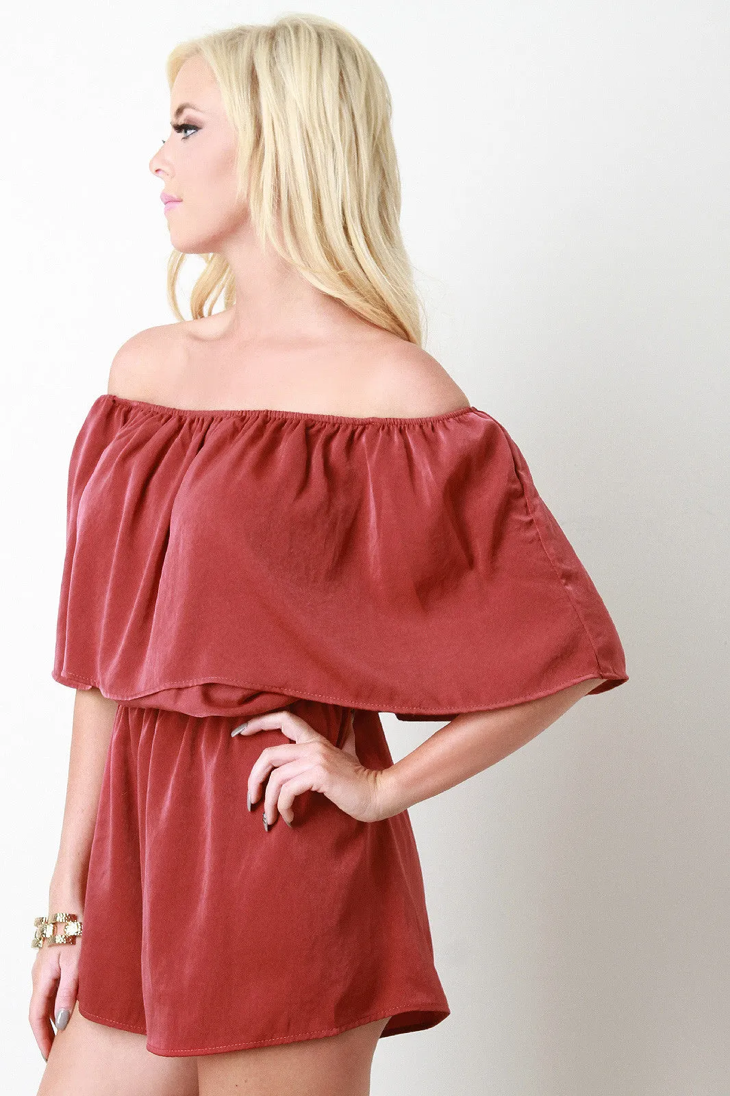 Ruffle Off-The-Shoulder Romper