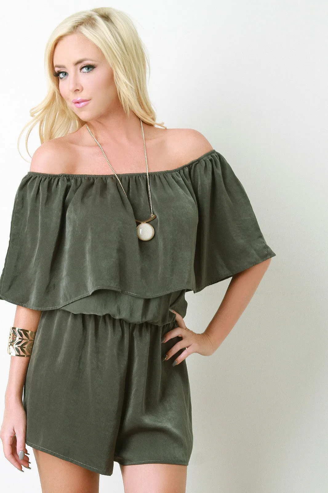 Ruffle Off-The-Shoulder Romper