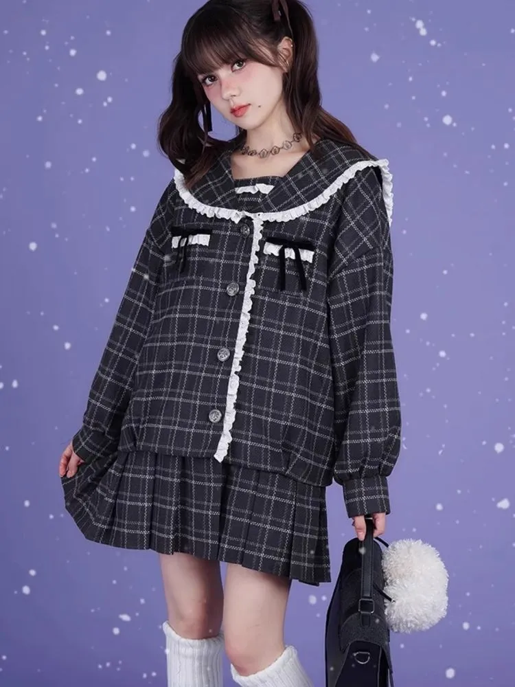 Sailor Collar Fake Two Piece One Piece Jacket【s0000005602】