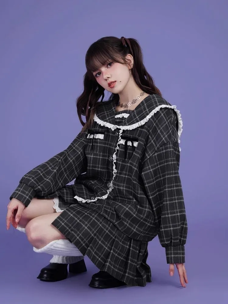 Sailor Collar Fake Two Piece One Piece Jacket【s0000005602】