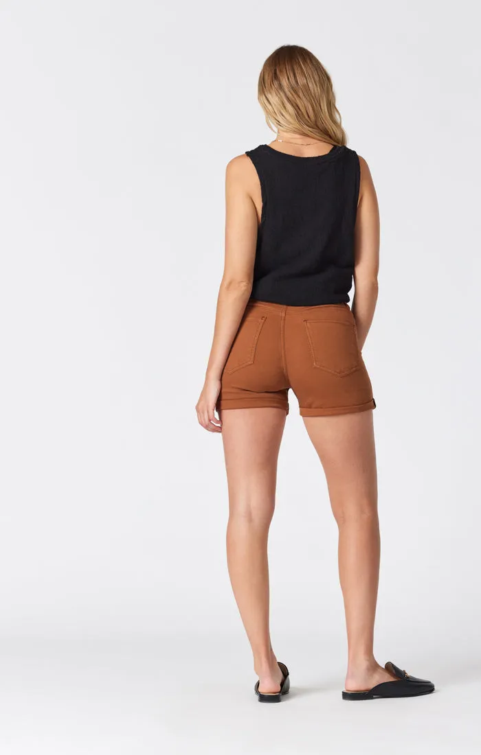 SHEENA STRAIGHT SHORTS IN ROASTED PECAN TWILL