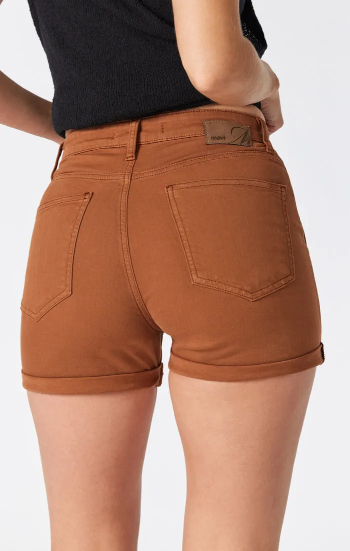 SHEENA STRAIGHT SHORTS IN ROASTED PECAN TWILL