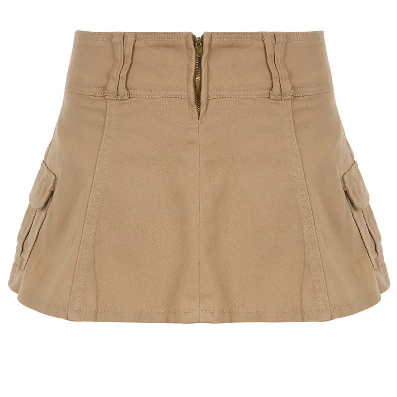 Short Summer Denim Pleated Skirt