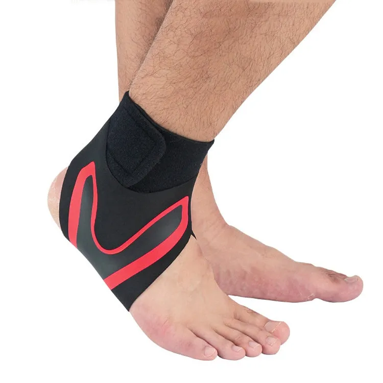 Sports Compression Anti-Sprain Ankle Guard Outdoor Basketball Football Climbing Protective Gear, Specification: M, Left Foot (Black Red)