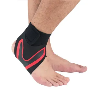 Sports Compression Anti-Sprain Ankle Guard Outdoor Basketball Football Climbing Protective Gear, Specification: M, Left Foot (Black Red)