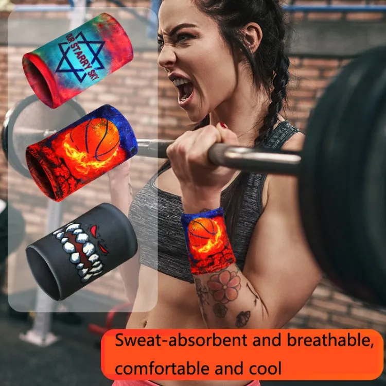 Sports Fitness Elastic Wristbands Absorbing Sweat Playing Ball Riding Wiping Sweat Cold Wristbands, Specification: S(Dragon Tiger Jumps)