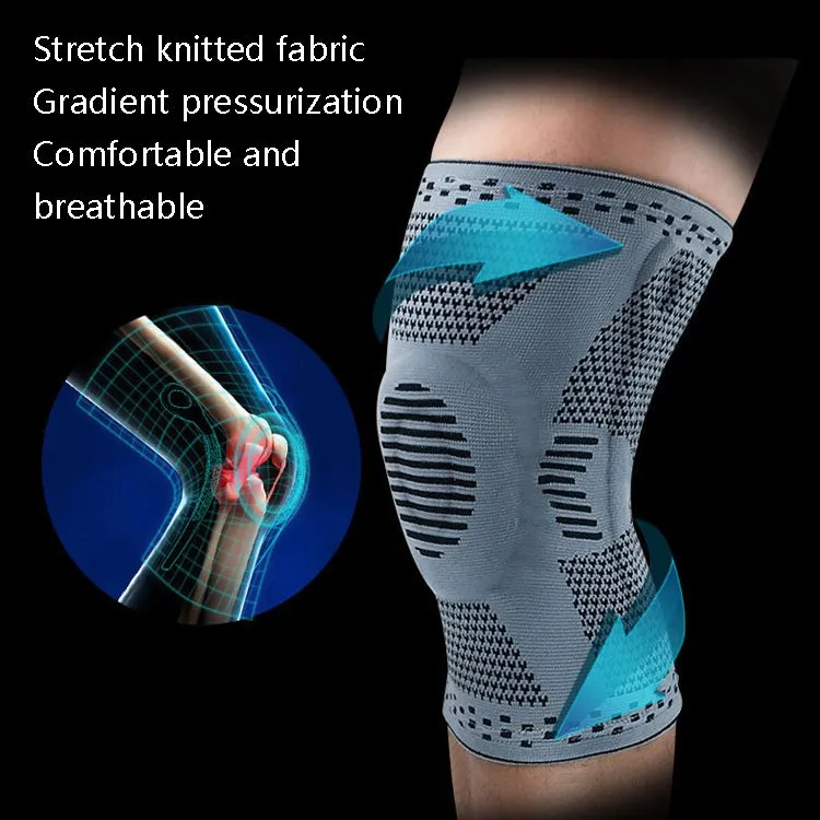 Sports Knee Pads Anti-Collision Support Compression Keep Warm Leg Sleeve Knitting Basketball Running Cycling Protective Gear, Size: M(Black Blue)