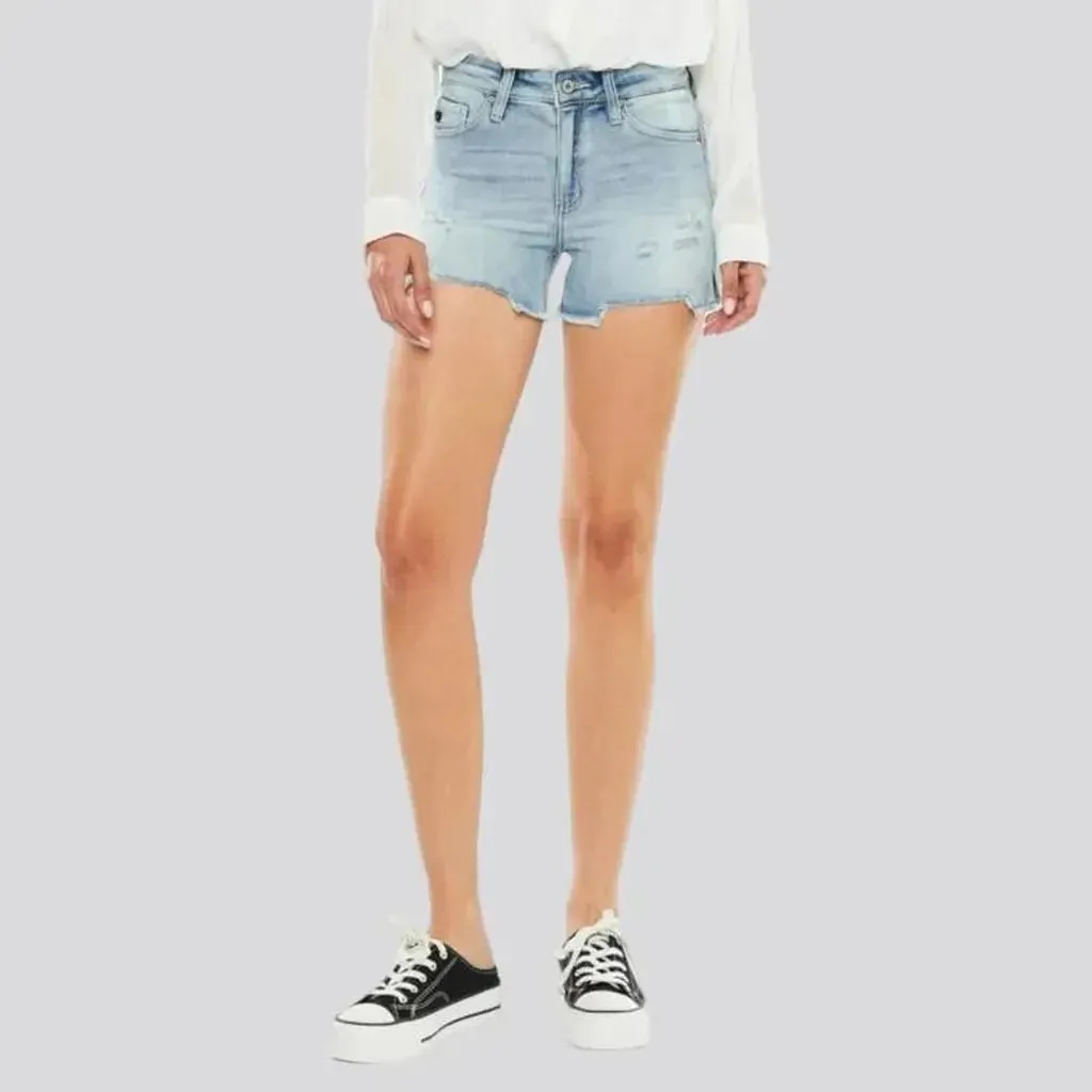 Straight tall-waisted jean shorts for ladies