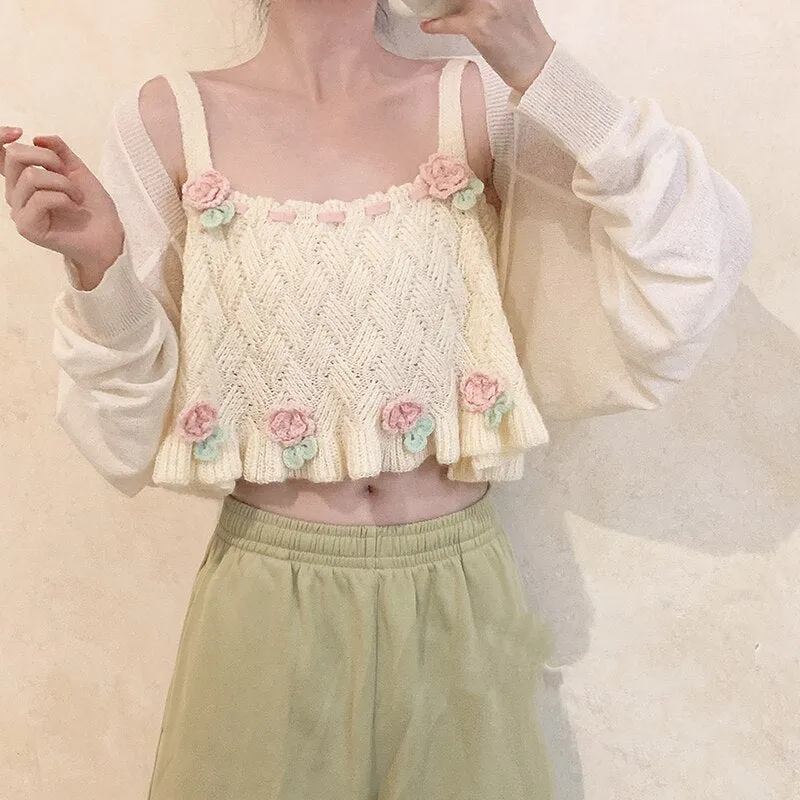 Sweet Girl Retro Loose Knitted Crop Top