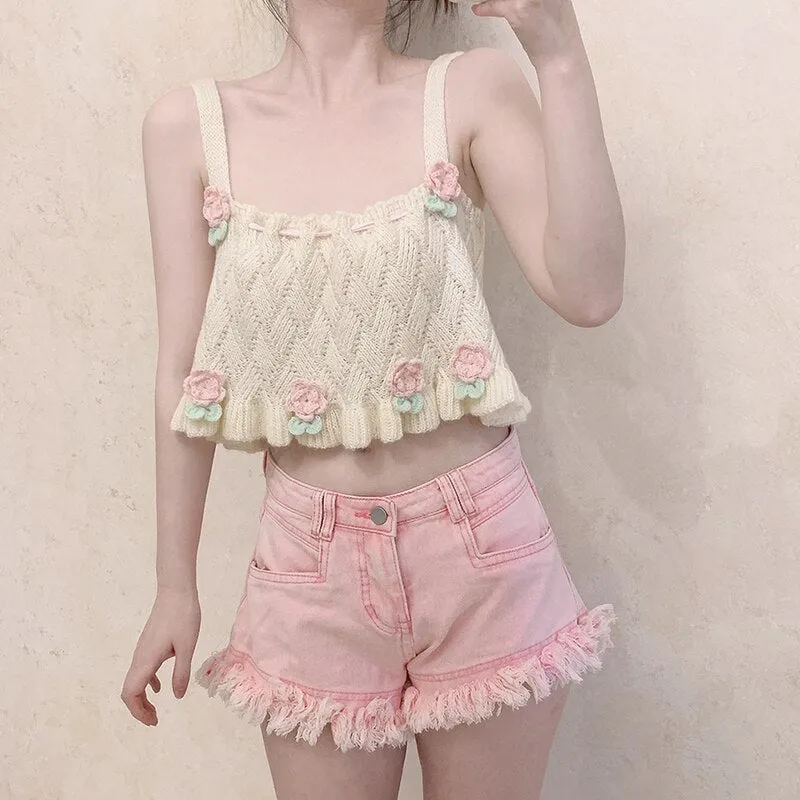 Sweet Girl Retro Loose Knitted Crop Top