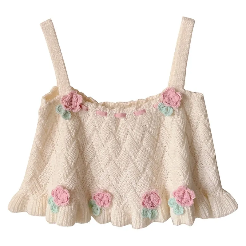 Sweet Girl Retro Loose Knitted Crop Top