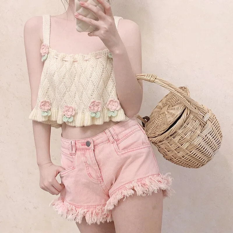 Sweet Girl Retro Loose Knitted Crop Top