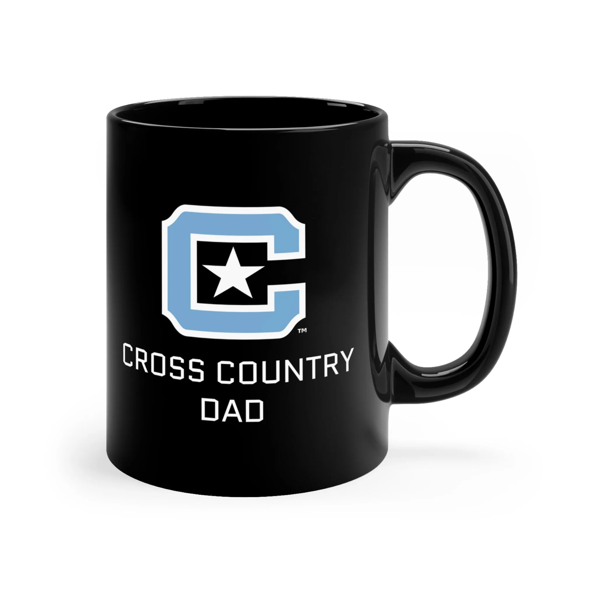 The Citadel Block C Logo, Sports Cross Country Dad, Black Mug, 11oz