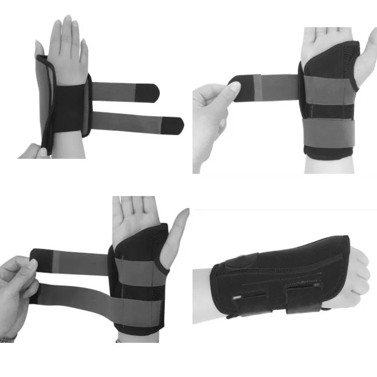 Two-Way Compression Stabilized Support Plate Wrist Brace Fracture Sprain Rehabilitation Wrist Brace, Specification: Right Hand S (Black)