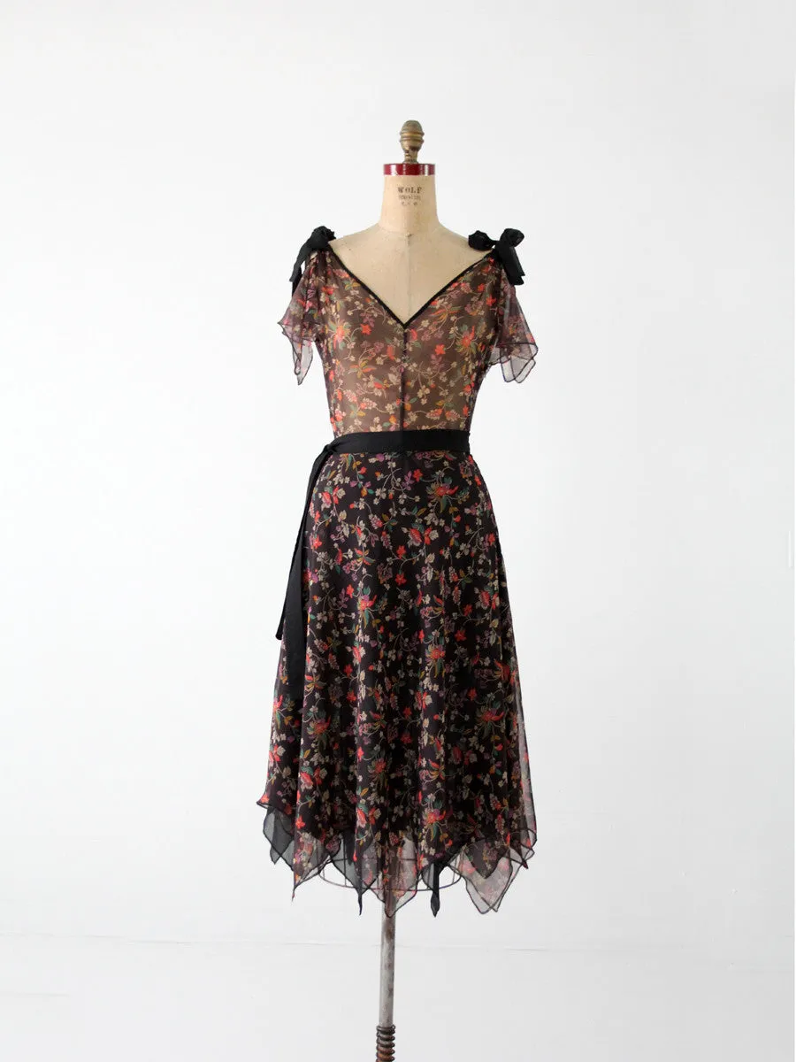 vintage 70s handkerchief hem dress