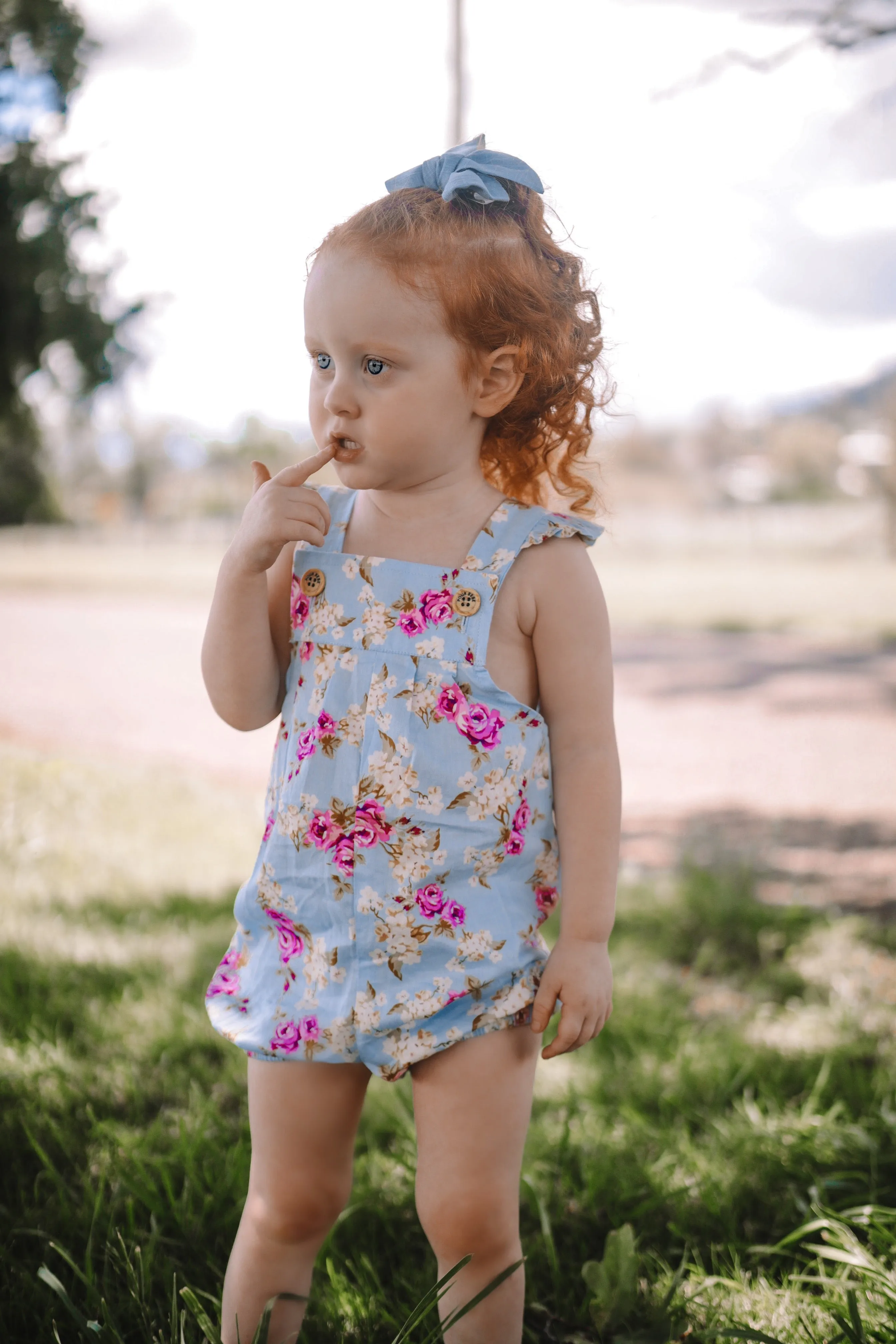 Vintie Summer Overalls - Isla Rose in Sky Blue