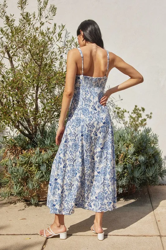 Waitlist 1/20 ♥ Sophia Sleeveless Floral Print Midi Dress Navy