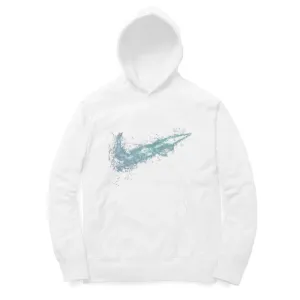 Water Swoosh Typographic Print Cotton Hoodie For Men and Women