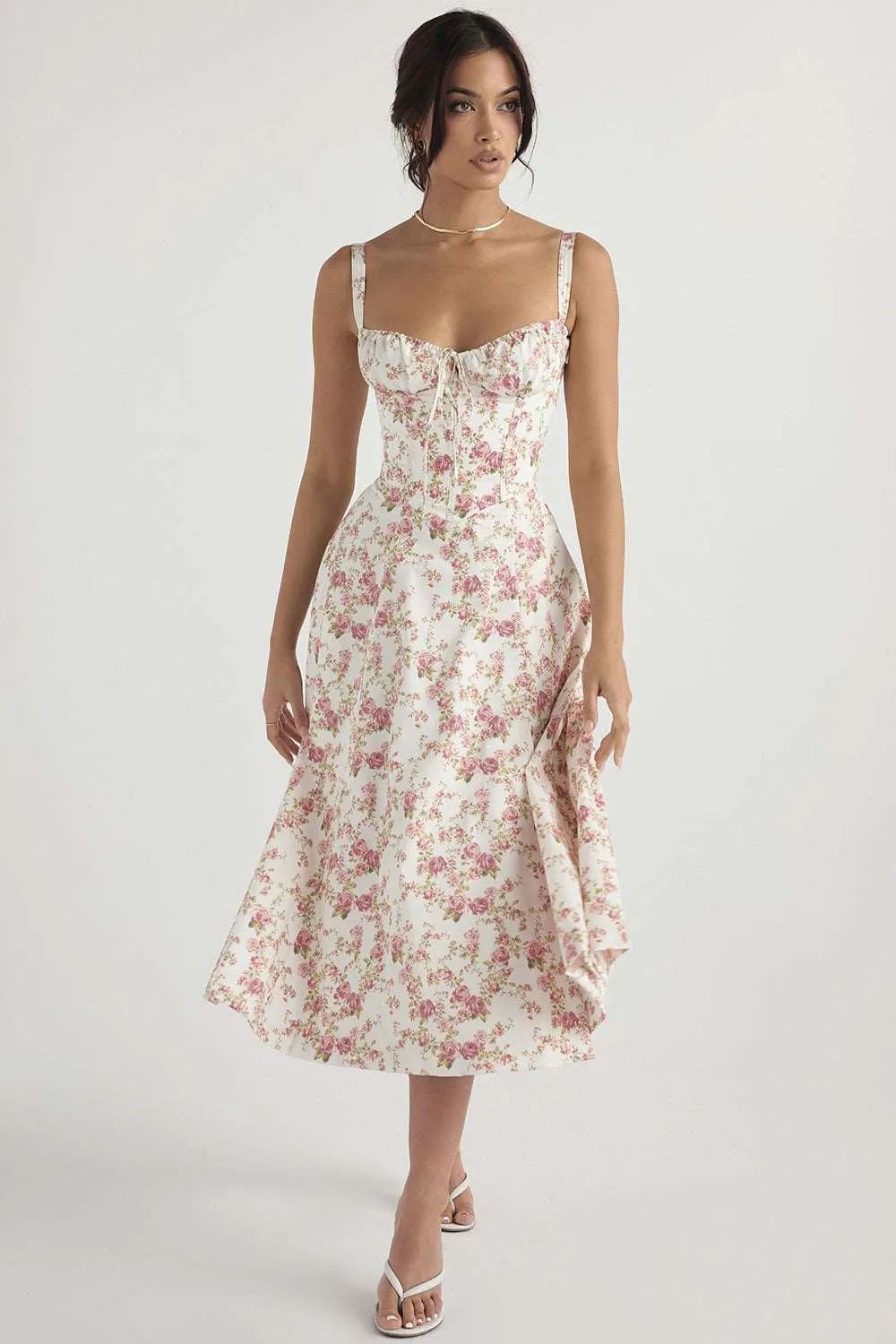 Women's Floral Print Dress With Straps